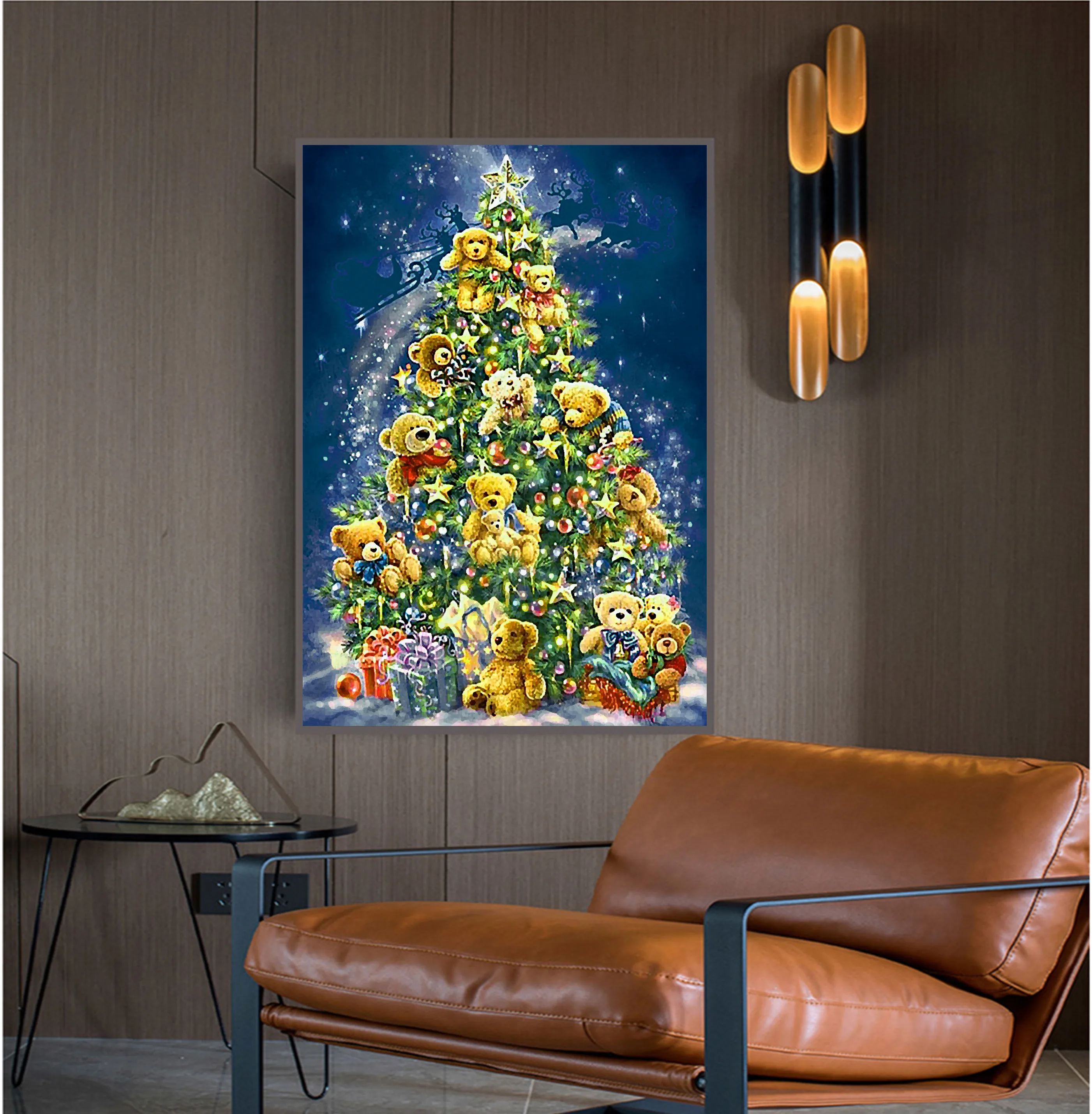 Рождественский подарок круглая Алмазная 5D картина с Санта Клаусом снеговиком