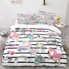 Комплект постельного белья с радужным котом, для односпальной и двуспальной кровати, Королевский Комплект постельного белья для девочек, с 3D-принтом, 015