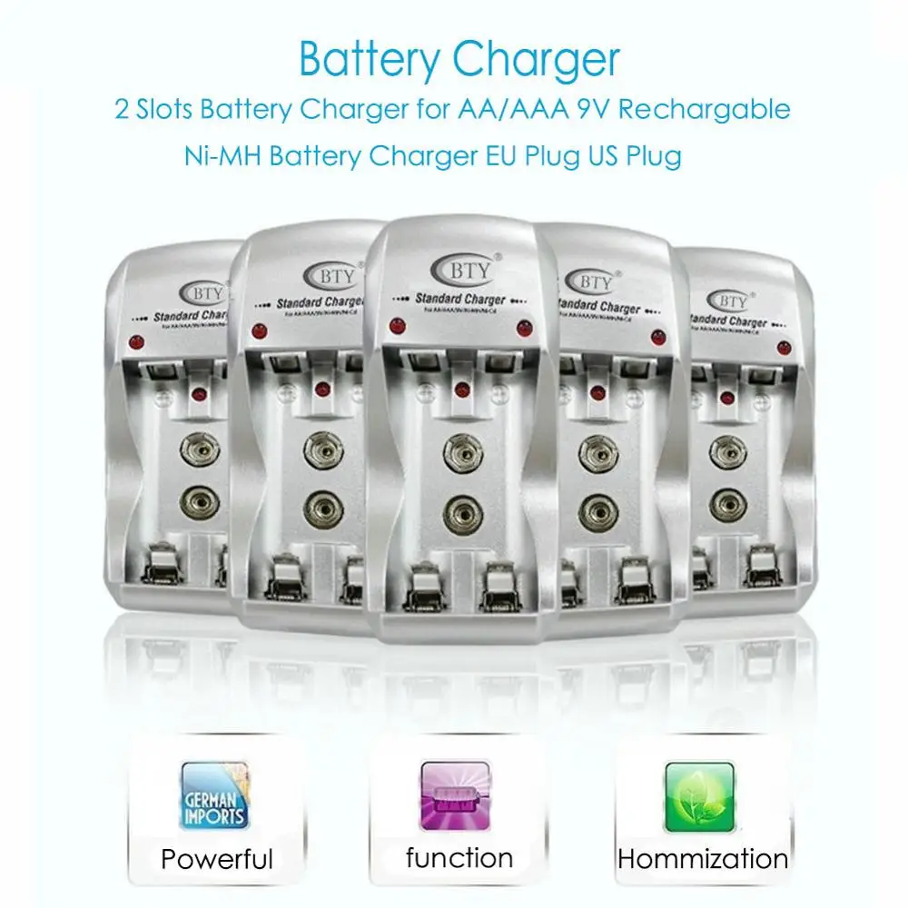 Универсальное зарядное устройство с 2 слотами простое в использовании для AA/AAA 9V