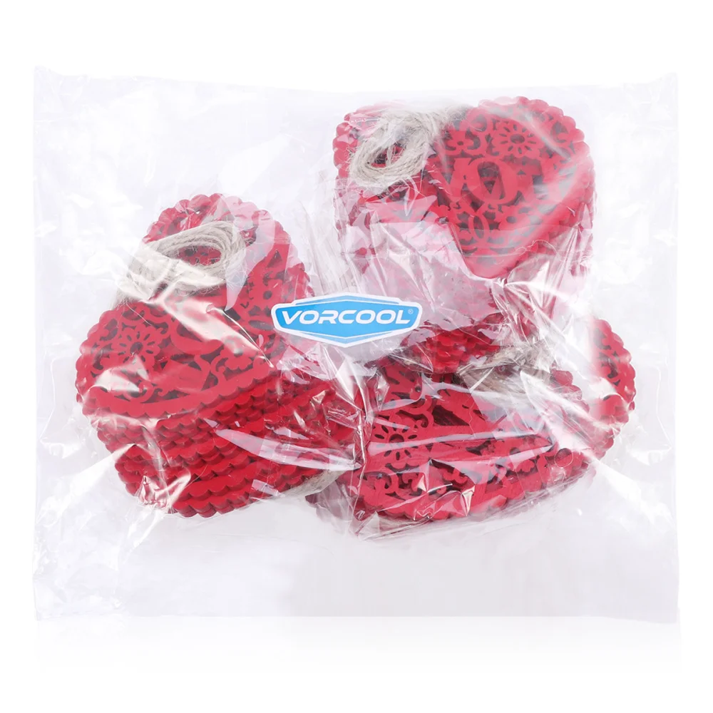 

10 Pcs Heart Wooden Decoration Crafts Hanging Pendant Ornament Cutout Love Heart Slices Discs For Wedding Valentine's Day DIY