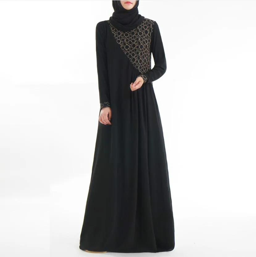 Платье-хиджаб женское, шифоновое, темно-синее, с длинным рукавом