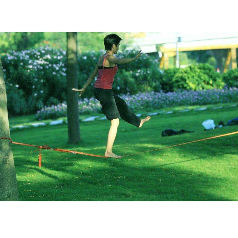 Slackline Kit Outdoor Extreme Slack Line Ratchet Tensioner Fitness Equipment for Improve Balance Skills Core Strength | Спорт и