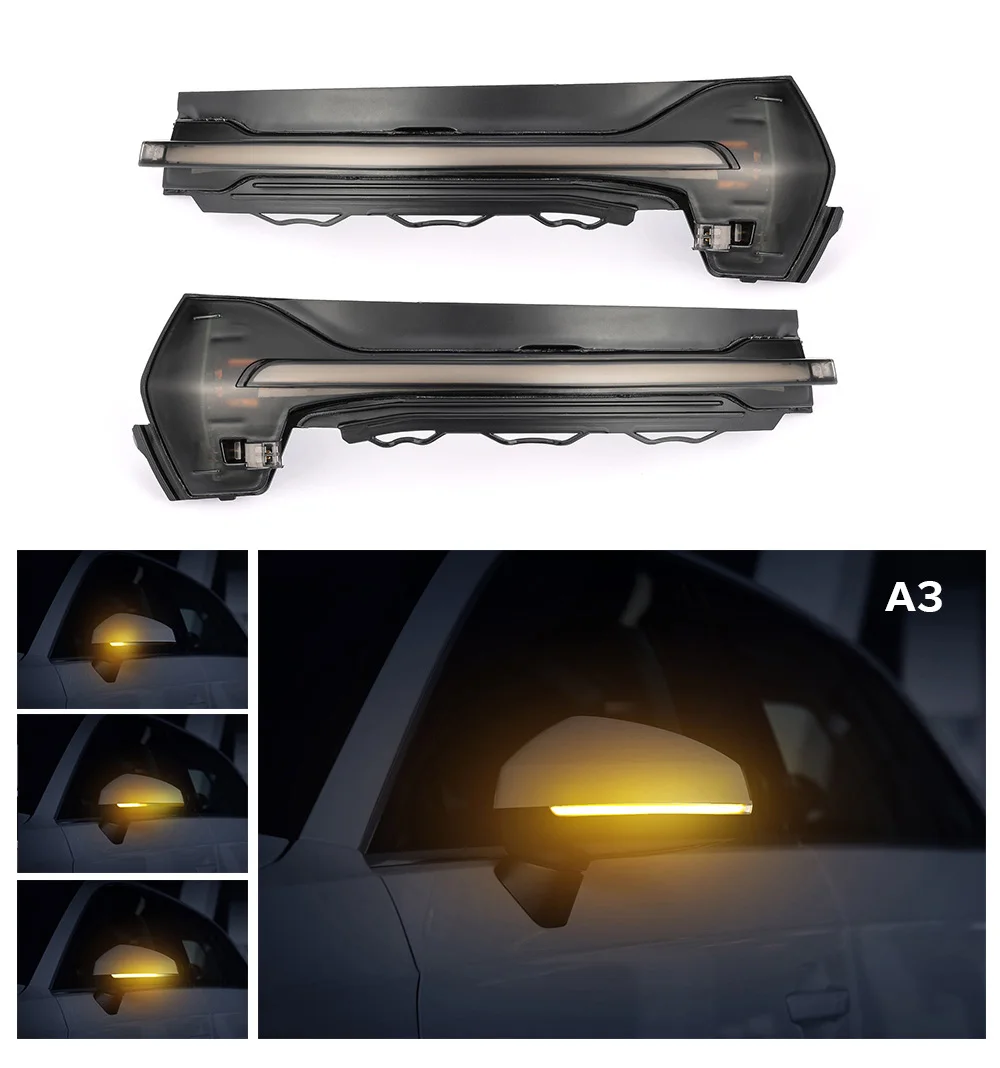 for Audi A3 8V S3 2 шт. светодиодный индикатор сигнала поворота мигалка динамичные боковое зеркало светильник для Audi A3 8V S3 RS3 гибкие чехлы из термопластичного полиуретана(A6 C7 S6 4G RS6 A7 S7 RS7 Q5 8R Q7 - Испускаемый цвет: for Audi A3 8V S3