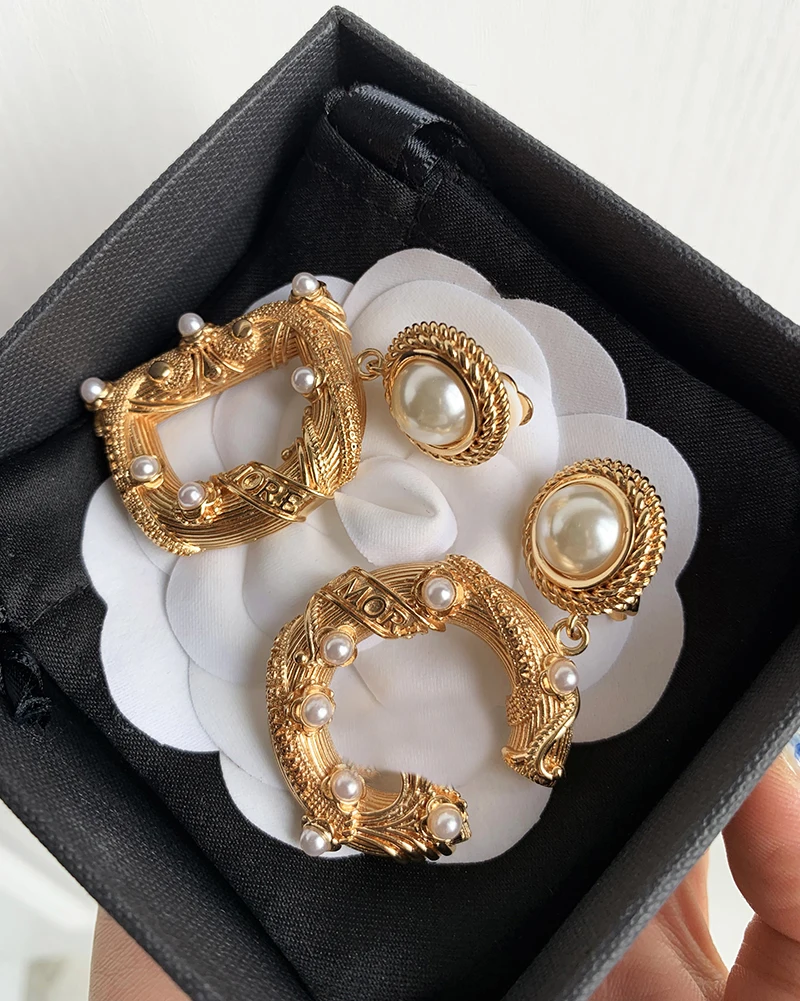 2019 новый модный бренд дизайн барокко корт Ретро золотые клипсы для ушей