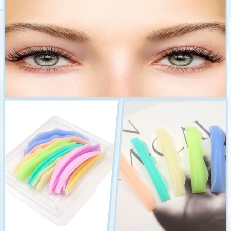 

New 8 Pairs Silicone Eyelash Pads Lifting Kit Lashes Perm Gasket Lash Extension Accessories 3D Eye Lashes Curler Applicator Tool