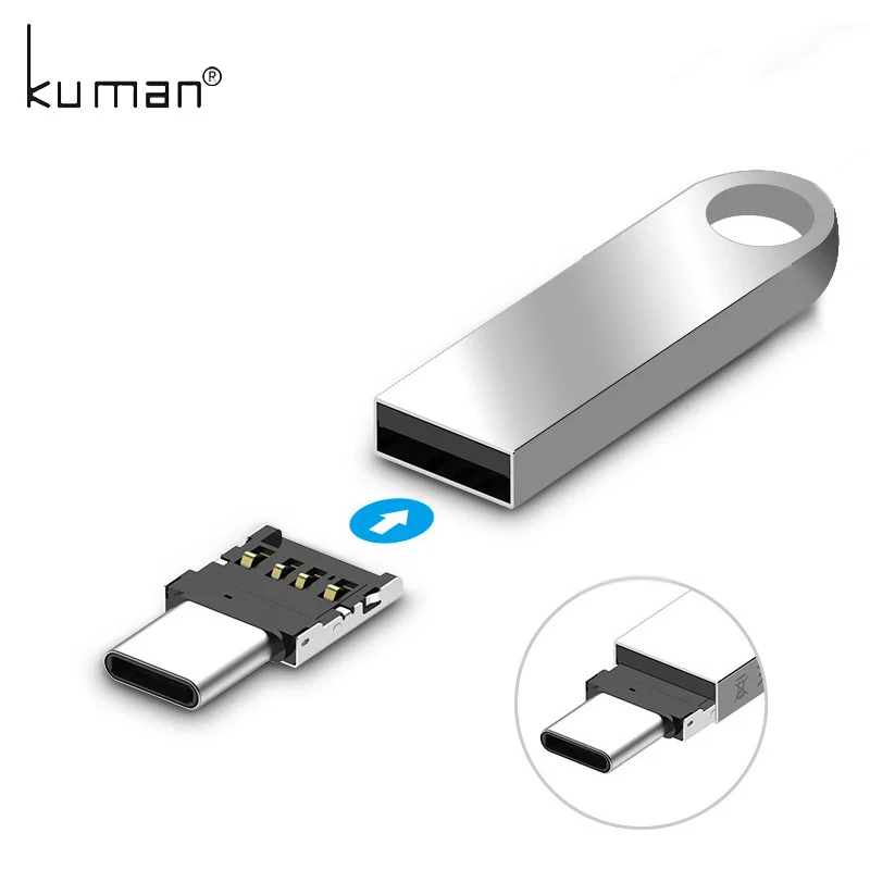 Kuman USB адаптер OTG к TypeC или MicorUSB конвертер для флешки флэш накопитель ручка