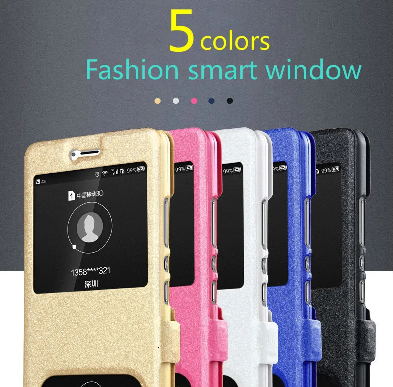 Leather Case for For Huawei Honor 5C 5X Coque Quick Answer View Window Flip Cover Stand GR5 Wallet Phone Bag | Мобильные телефоны и