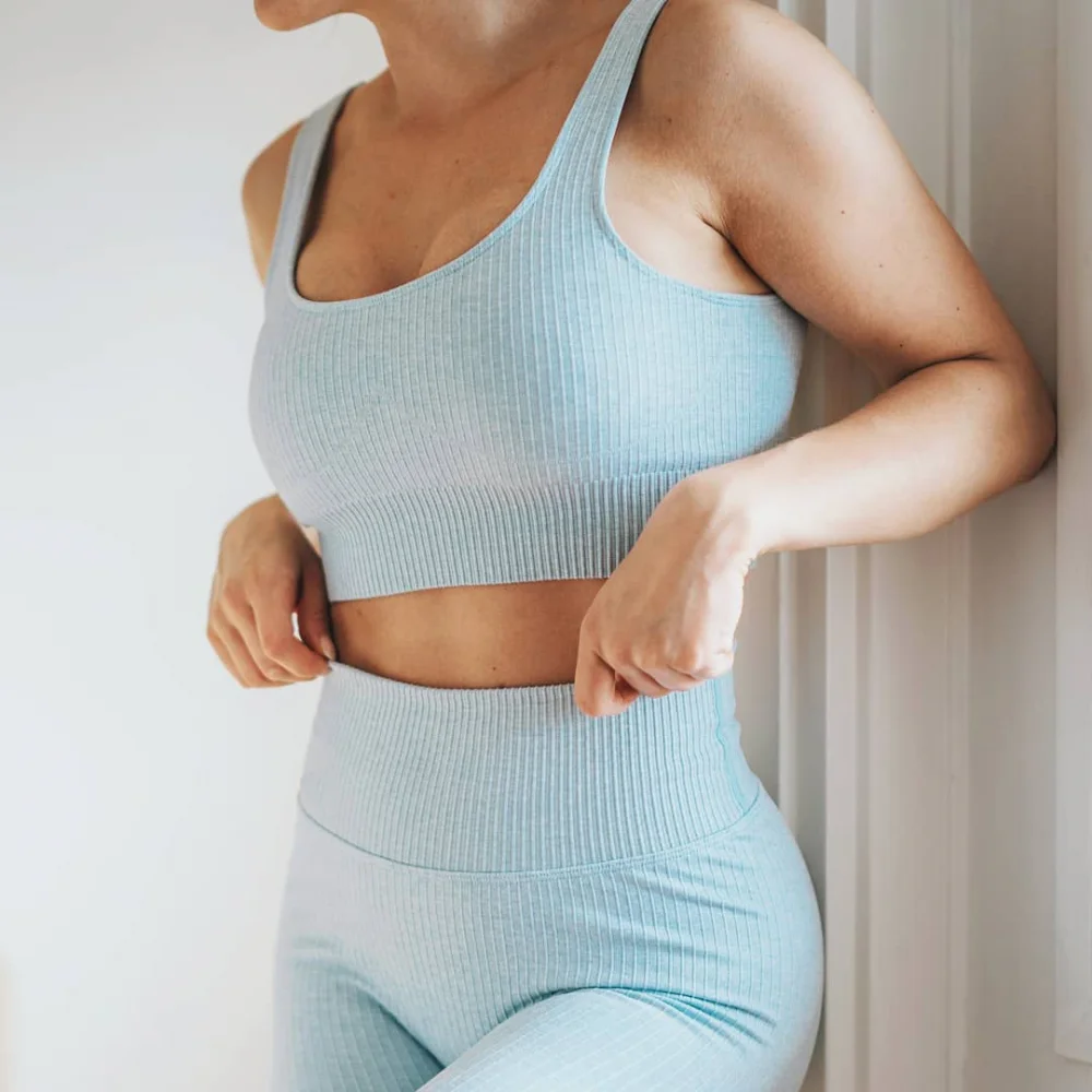 

Women Tracksuit Two Piece Suit Sexy Outfit Lounge Wear Elasticity Knitted Slim Crop Top Leggings Sport Suits Tracksuit Women Set