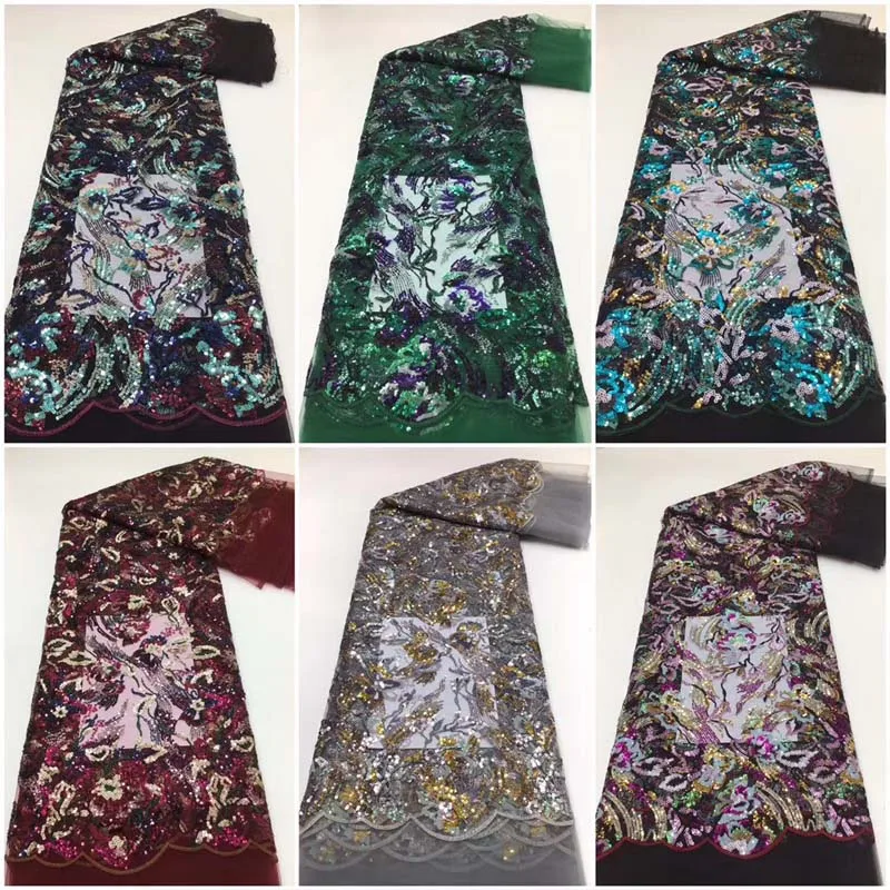 

African Lace Fabric 5 Yards 2021 Embroidered Tulle High Quality French Mesh Lace Suitable For Banquet Dress Wedding YX-1455