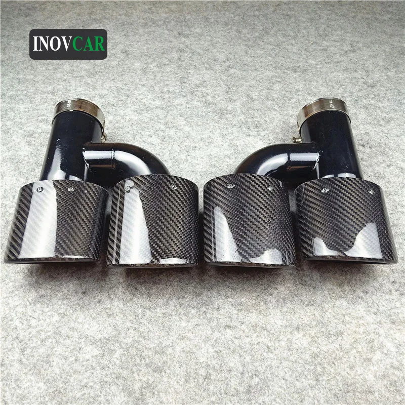 2 шт. новый стиль глянцевый черный нержавеющая сталь глушитель наконечники H