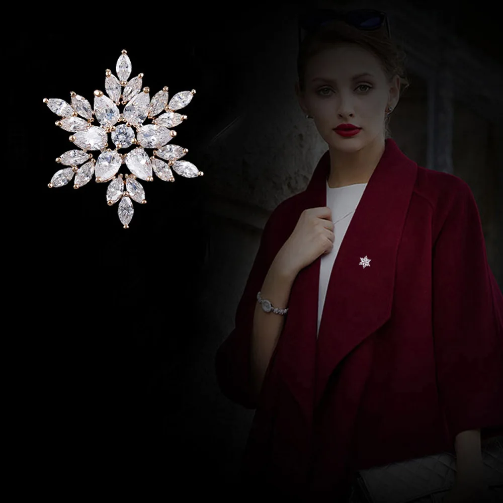 Для женщин и мужчин модные броши с фианитами в форме цветка унисекс брошь на