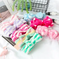 fashion coral fleece bow cross headband for women wash face makeup lady cosmetic hairband elastic soft turban hair accessories