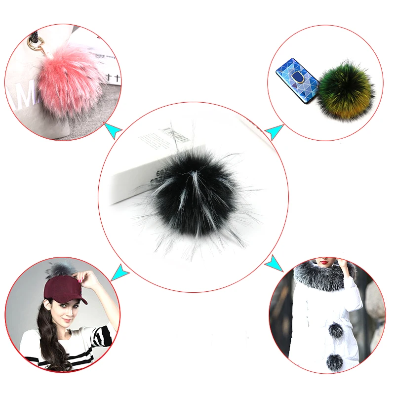 Меховые помпоны сделай сам из искусственного меха енота для женщин и детей