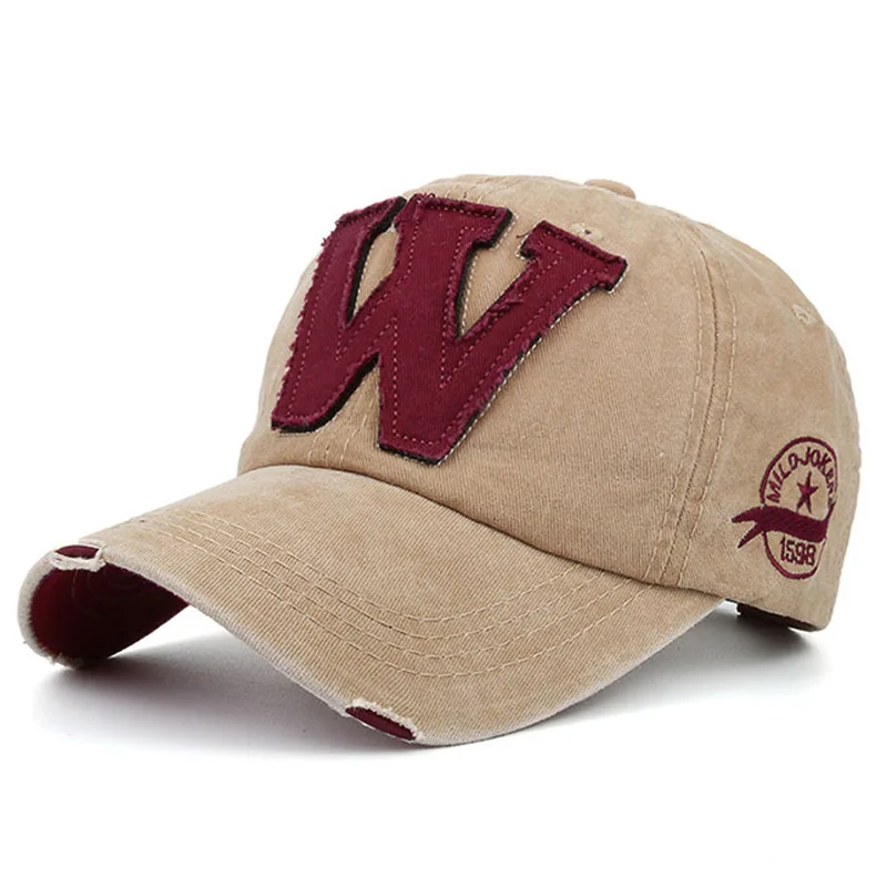 

Cotton Washed Retro Baseball Caps Letter W Dad Hats with Patch Men Women Snapback Curved Brim