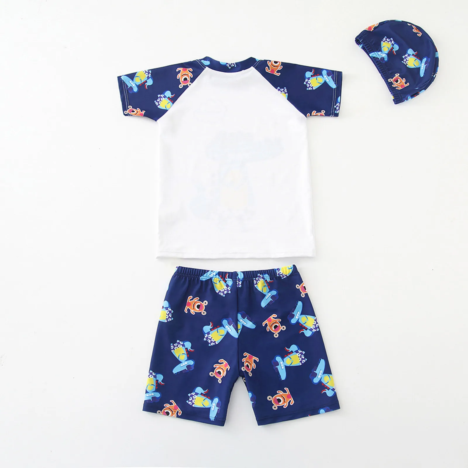 

Children's Swimwear Baby Bathing Suit 3 Pieces Funny Dinosaur Cute Short Sleeve Swimming Suits For Boys Toddler Kids Beach Wear