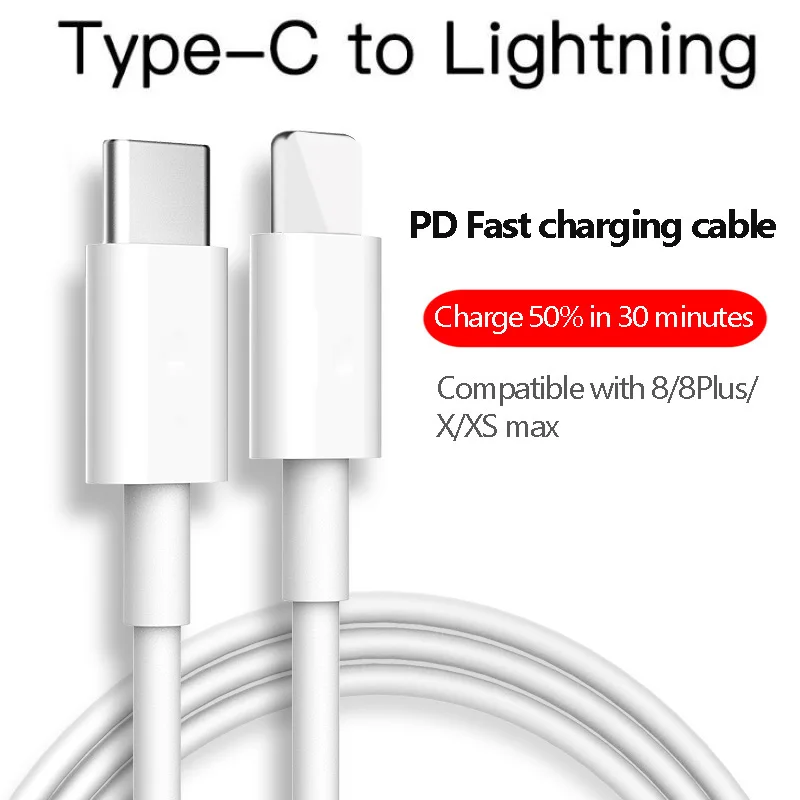 

36W PD Fast Charging Type c USB-C to For Lightning Cable for iPhone 8 X XS XR 11 Pro Max 8plus 11pro Charge Data cable for mac