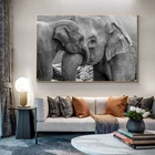 Черно-белый слон и детская картина слона на холсте плакаты и принты животные настенные художественные картинки для домашнего декора