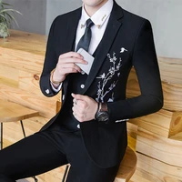 jacketjacketpants 2021 fashion slim mens high quality embroidered korean business casual three piece suit party tuxedo