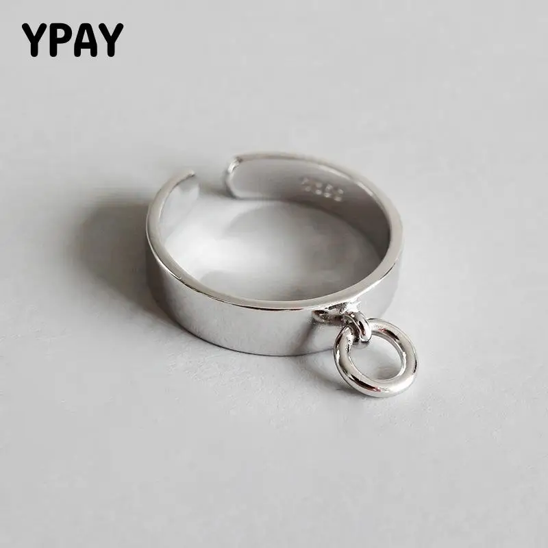 

YPAY Authentic 925 Sterling Silver Adjustable Rings Hollow Small Circle Open Ring for Women Bague Fine Jewelry YMR630