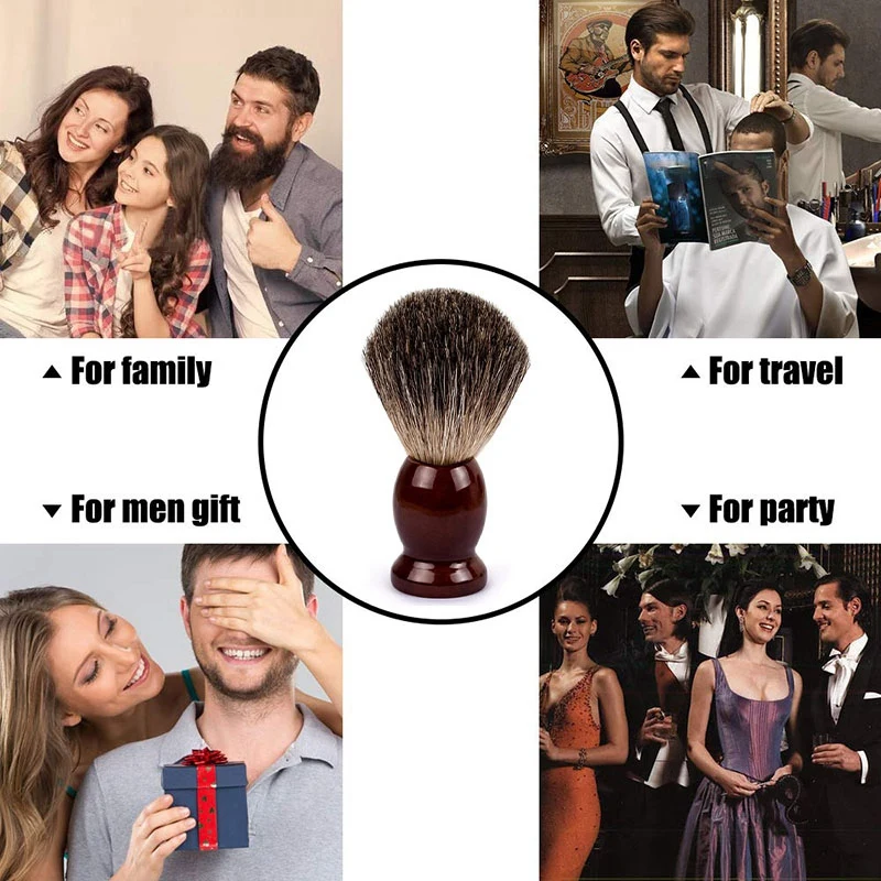 Щетка для бритья из чистого барсука мужчин деревянная двойная безопасная прямая