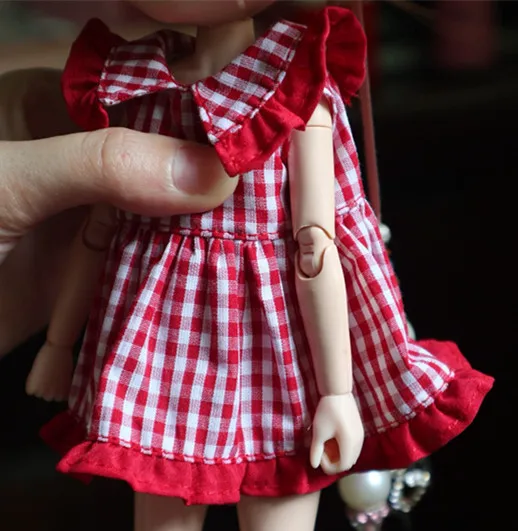 Новинка 1/6 кукла плед платье Blyth одежда(Fit blyth, Licca, Momoko, BJD, Azone, Pullip, ICY, кукла 1/6