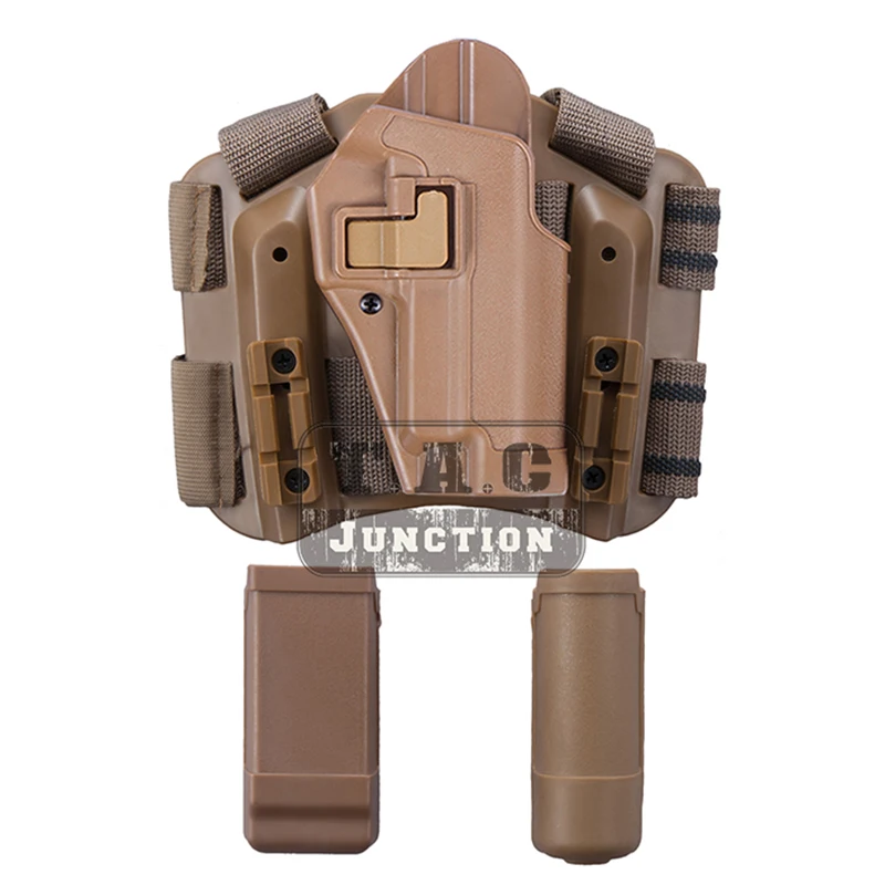 

Tactical CQC Serpa Right Hand Drop Leg Thigh Quick Draw Pistol Holster w/ Magazine & Flashlight Pouch for Sig Sauer P226 P229