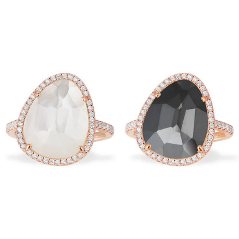 

925 Sterling Silver Black And White Shells Ring Luxury Jewelry Charm Fashion Rave Party Lady Valentine's Day Present