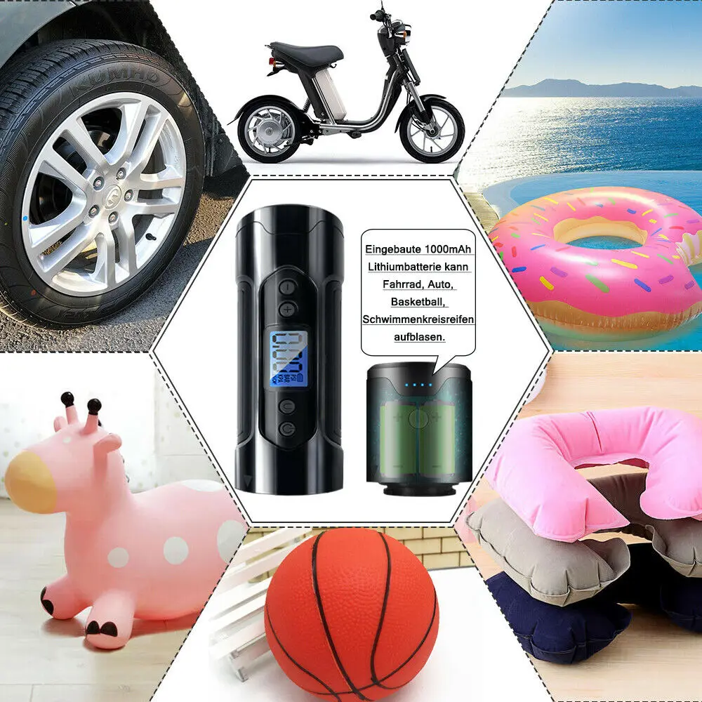 

USB 12V Battery Electric Bicycle Air Pump 1000mAh Car Tyre Inflator High Pressure Portable Air Pump Bicycle Accessories