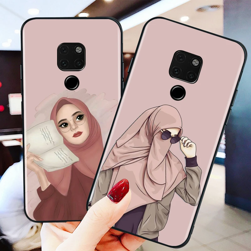 

Arabic Hijab Girl Queen for huawei Mate 10 20 30 40 Lite Pro X Lite RS Plus TPU Black Phone Case