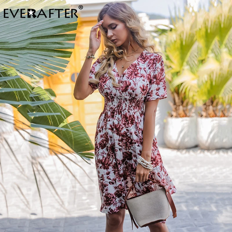 Женское драпированное платье EVERAFTER с v образным вырезом цветочным принтом