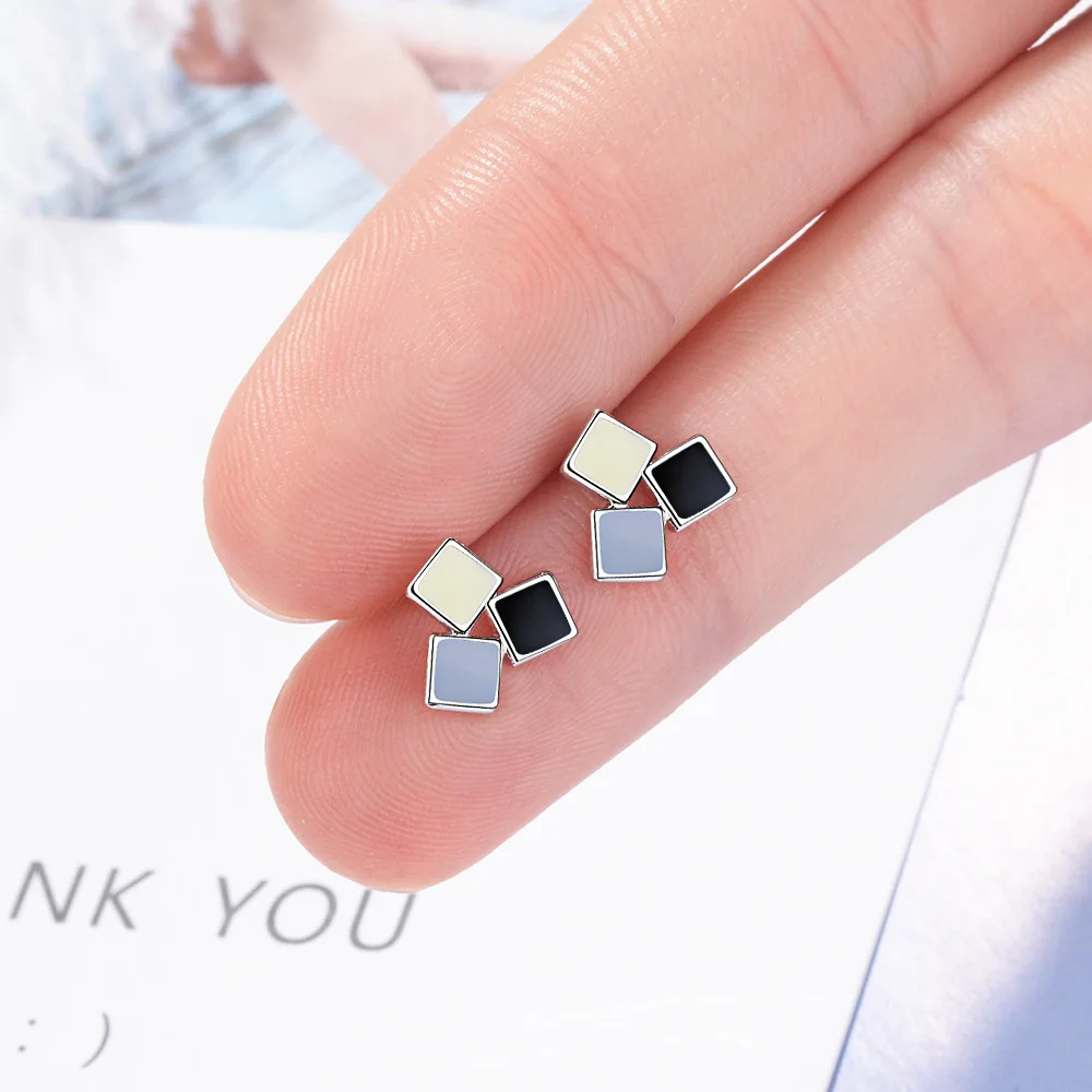 Женские серьги гвоздики MEETSOFT из серебра 925 пробы с защитой от аллергии модные