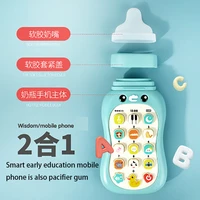 2020 baby pacifier simulation music mobile phone baby bottle soft glue can bite baby 0 1 year old early education boy girl toy