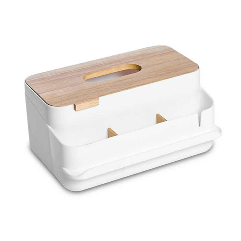 

Multifunction Tissue Box Multi Compartments Storage Case Facial Towel Dispenser with Phone Holder Desktop Organizer