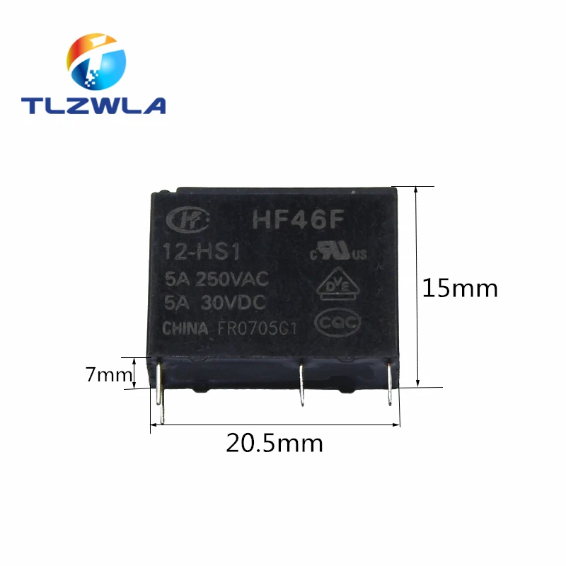 10 шт./лот 30 В постоянного тока реле питания HF46F-005-HS1 HF46F-012-HS1 5-HS1 12-HS1 24-HS1 5A 250VAC 4PIN 5V 12V