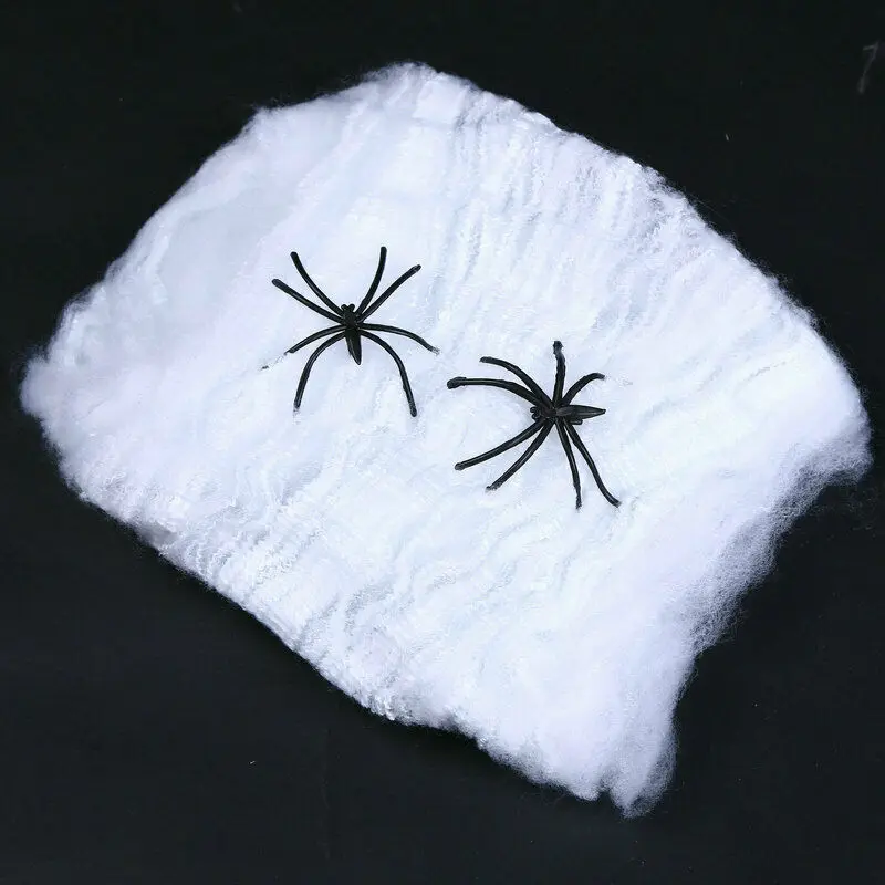 

Spider Web Halloween Decoration Haunted House Horror White Stretchy Cobweb Indoor Outdoor Spooky Props Scary Party Scene