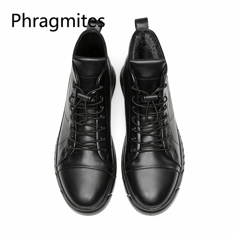 Phragmites/Повседневные черные ботинки в деловом стиле зимняя мужская обувь на шнуровке г. Новое поступление, модные плюшевые зимние ботинки мужские размеры 38-48, Botas