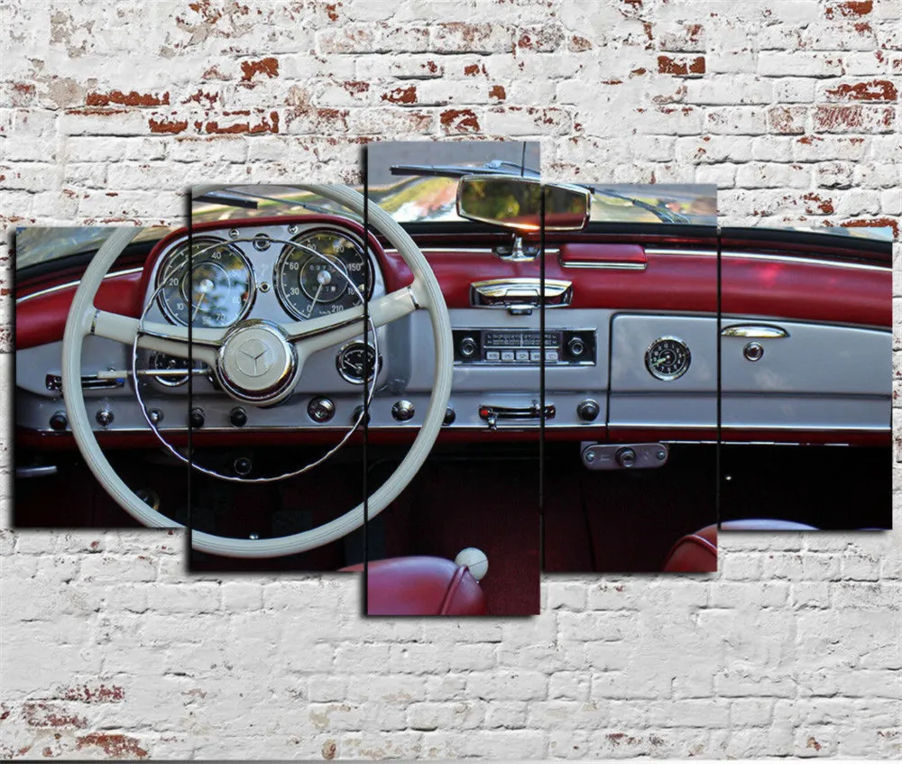 

5 Pcs Classical Luxury Sports Car Modular Pictures Print Wall Art Canvas Paintings Wall Decor for Living Room Posters No Framed