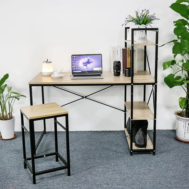 

Home Computer Desk Humanized Curved Corner Design Children's Study Desk Desk Book Easy Assembling Room Desk With Bookshelf HWC