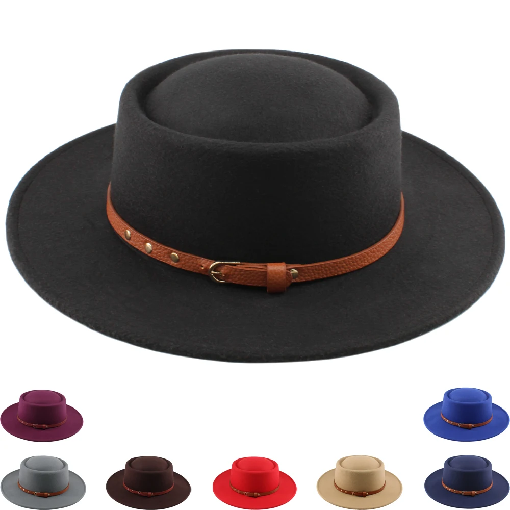 

Men Women Wide Brim Boater Hats Sombrero Sunhat Pork Pie Top Sailor Caps Party Travel Outdoor Size US 7 1/4 UK L