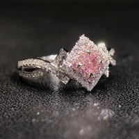 novel design pink cz women engagement rings romantic female rings valentines day anniversary love gift statement jewelry
