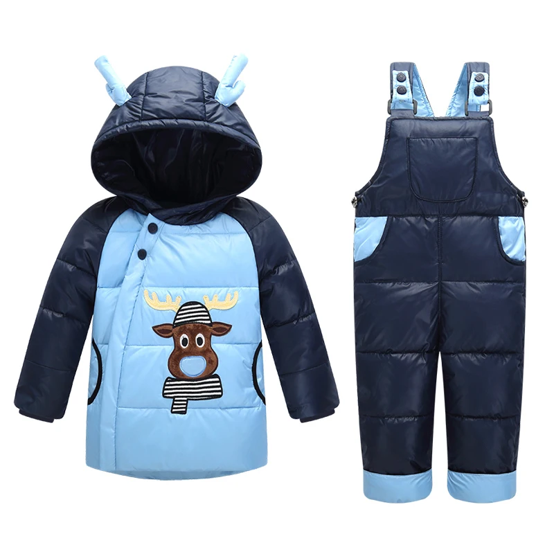 Детская зимняя куртка комбинезоны пуховая для мальчиков и девочек детская
