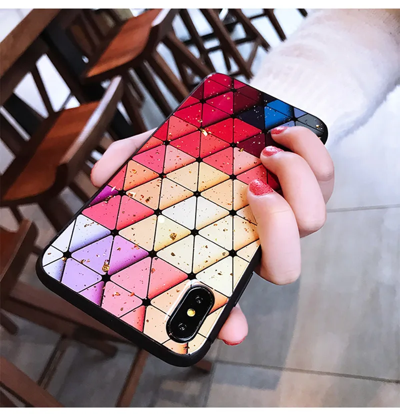 Чехол для телефона с сеткой iPhone 6 6s 7 8 X XS XR XSMAX Обложка блестками Золотая фольга