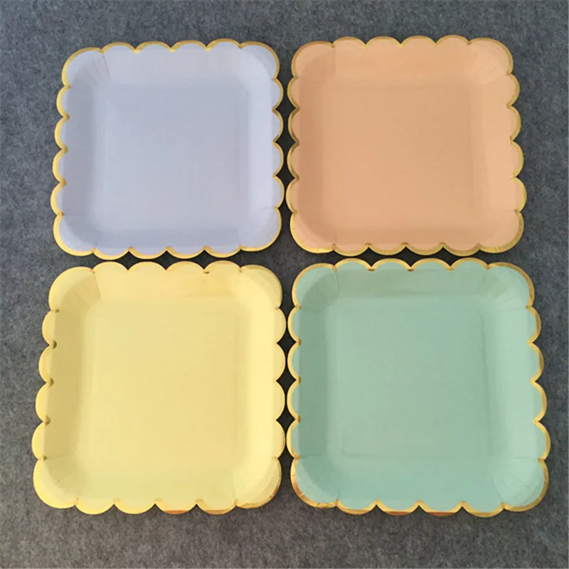 24 шт. квадратные обеденные тарелки из фольги 23 см|Одноразовая посуда для