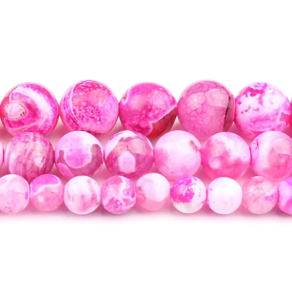 6/8/10 мм фуксия огонь полосатые Агаты Оникс Круглые бусины для аксессуары