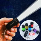 Миниатюрный брелок-брелок, карманный фонарь, зарядсветильник через USB, светодиодный фонасветильник, водонепроницаемая лампа с сильным светом, маленький брелок-фонарик светильник брелок для ключей, 1 шт.