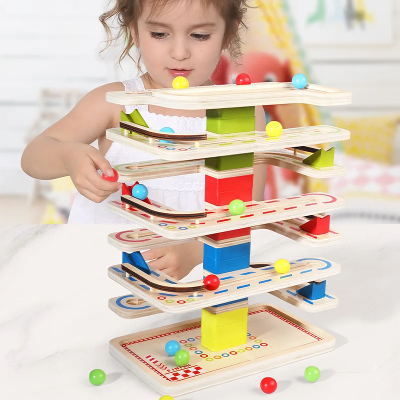 

Wooden Maze Ball Track Game Kids Marble Race Run Toys Kits Assembly Building Blocks Bricks Sets Birthday Gifts For Baby Boy Girl