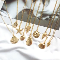 conch shell necklaces for women gold color bohemian shell cowrie pendant necklace summer fashion jewelry girls gift