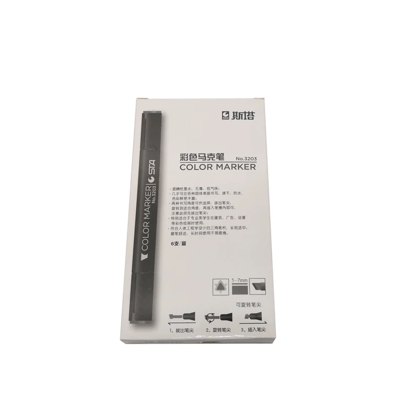

STA 6/12 Grey Colors Art Markers Grayscale Artist Dual Head Markers Set for Brush Pen Painting Marker School Student Supplies
