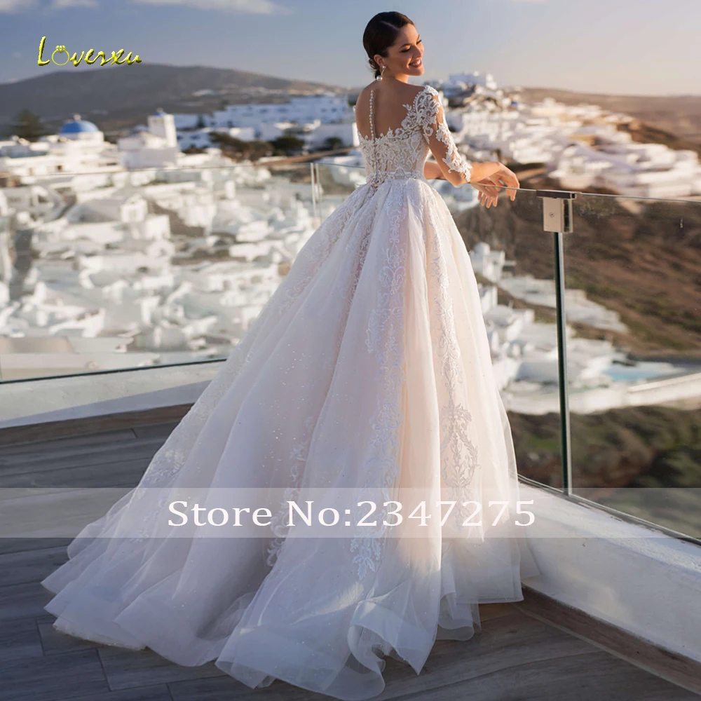 Loverxu Vestido De Noiva Сексуальное Милое кружевное свадебное платье принцессы 2021 с
