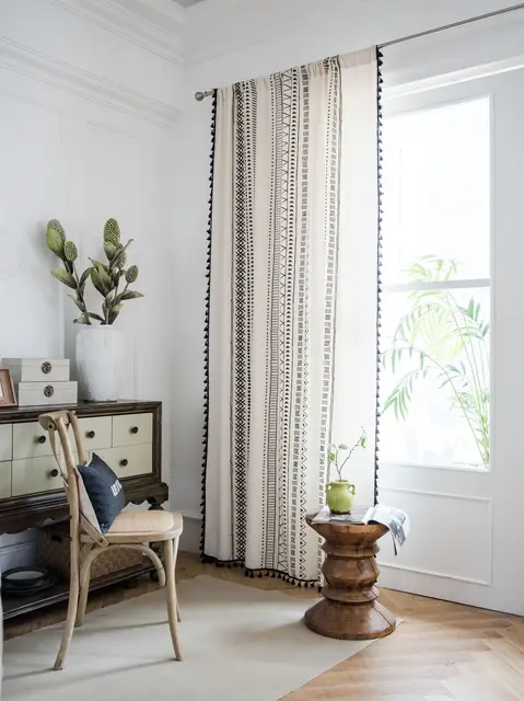 Yingya American Style Room Curtain Cotton Linen Curtain Bedroom Living Room Kitchen Curtains Printed Colored Curtains Bohemian
